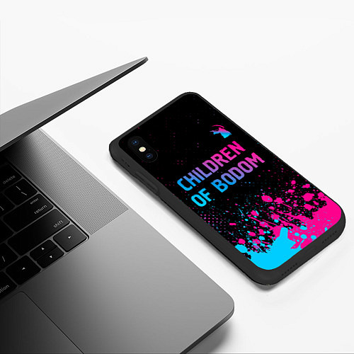 Чехол iPhone XS Max матовый Children of Bodom - neon gradient: символ сверху / 3D-Черный – фото 3