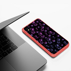 Чехол iPhone XS Max матовый Minecraft - Creeper красивый градиент, цвет: 3D-красный — фото 2