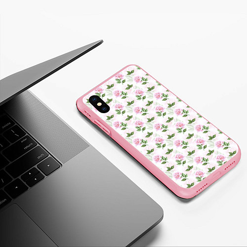 Чехол iPhone XS Max матовый Садовые розы, паттерн / 3D-Баблгам – фото 3