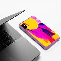 Чехол iPhone XS Max матовый Яркие позитивные узоры, цвет: 3D-фиолетовый — фото 2