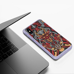 Чехол iPhone XS Max матовый Голова красного робота, цвет: 3D-светло-сиреневый — фото 2