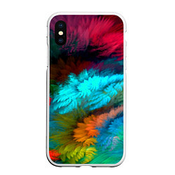 Чехол iPhone XS Max матовый Colorful Explosion, цвет: 3D-белый