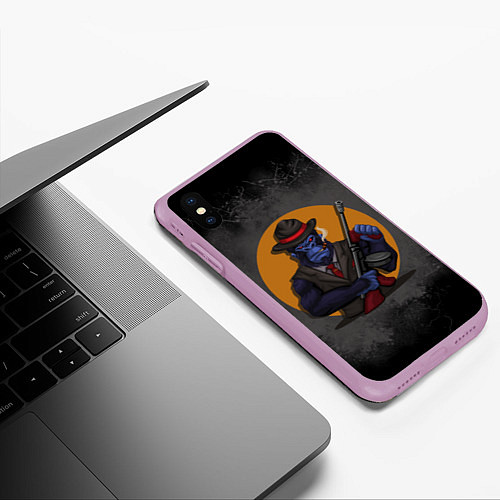 Чехол iPhone XS Max матовый Горилла гангстер / 3D-Сиреневый – фото 3