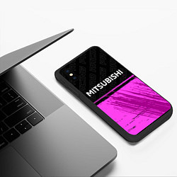 Чехол iPhone XS Max матовый Mitsubishi pro racing: символ сверху, цвет: 3D-черный — фото 2