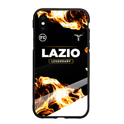 Чехол iPhone XS Max матовый Lazio legendary sport fire, цвет: 3D-черный