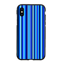 Чехол iPhone XS Max матовый Сине голубые полосы, цвет: 3D-черный