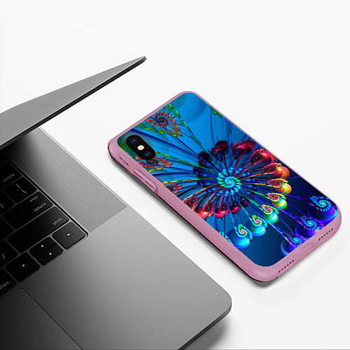 Чехол iPhone XS Max матовый Фрактальная спираль / 3D-Розовый – фото 3