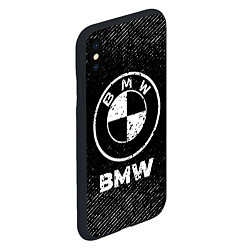 Чехол iPhone XS Max матовый BMW с потертостями на темном фоне, цвет: 3D-черный — фото 2