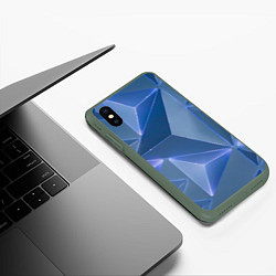 Чехол iPhone XS Max матовый Неоновая киберпанк броня - Синий, цвет: 3D-темно-зеленый — фото 2