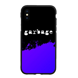 Чехол iPhone XS Max матовый Garbage purple grunge, цвет: 3D-черный