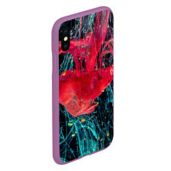 Чехол iPhone XS Max матовый Абстрактный всплеск розовой и голубой красок, цвет: 3D-фиолетовый — фото 2