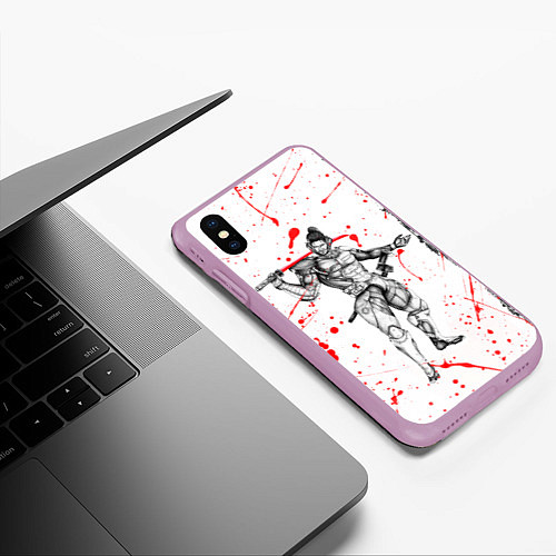 Чехол iPhone XS Max матовый Metal gear rising blood / 3D-Сиреневый – фото 3