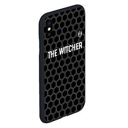 Чехол iPhone XS Max матовый The Witcher glitch на темном фоне: символ сверху, цвет: 3D-черный — фото 2