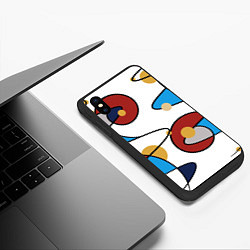 Чехол iPhone XS Max матовый Абстрактная композиция круги и спирали, цвет: 3D-черный — фото 2