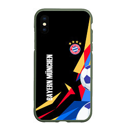 Чехол iPhone XS Max матовый Bayern munchen Sport - цветные геометрии, цвет: 3D-темно-зеленый