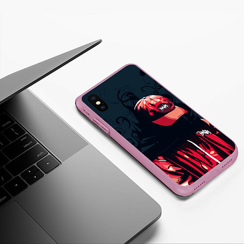 Чехол iPhone XS Max матовый Без лица и в кепке / 3D-Розовый – фото 3