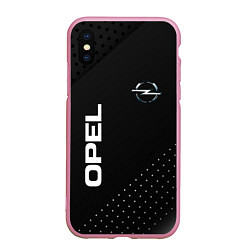 Чехол iPhone XS Max матовый Opel Карбон, цвет: 3D-розовый