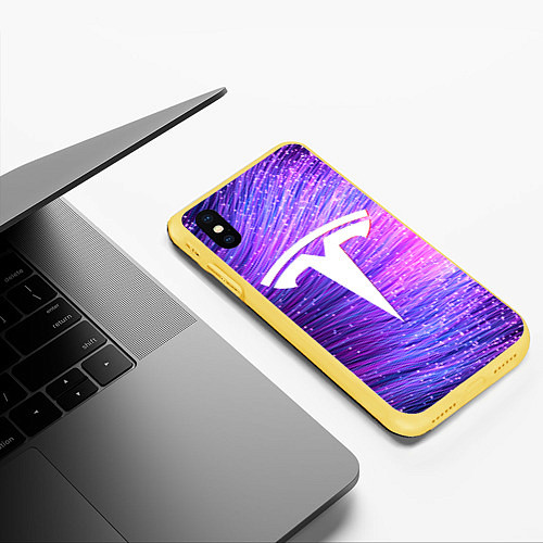 Чехол iPhone XS Max матовый Тесла энергия солнца / 3D-Желтый – фото 3