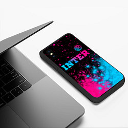 Чехол iPhone XS Max матовый Inter - neon gradient: символ сверху, цвет: 3D-черный — фото 2