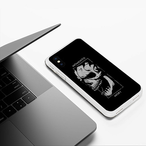 Чехол iPhone XS Max матовый MOMENTO MORI - SKULL / 3D-Белый – фото 3