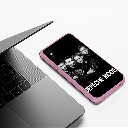 Чехол iPhone XS Max матовый Depeche Mode - black & white portrait / 3D-Розовый – фото 3