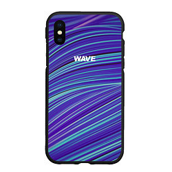 Чехол iPhone XS Max матовый Абстрактные волны Wave - синие, цвет: 3D-черный