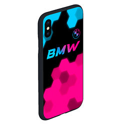 Чехол iPhone XS Max матовый BMW - neon gradient: символ сверху, цвет: 3D-черный — фото 2