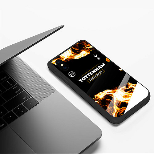 Чехол iPhone XS Max матовый Tottenham legendary sport fire / 3D-Черный – фото 3