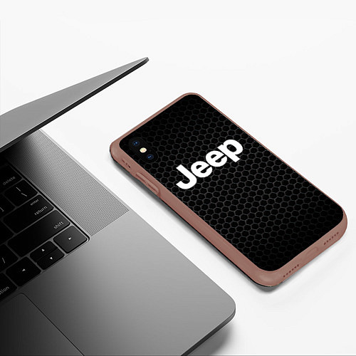 Чехол iPhone XS Max матовый Jeep Соты / 3D-Коричневый – фото 3