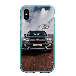 Чехол iPhone XS Max матовый Toyota Land Cruiser in the mountains, цвет: 3D-мятный