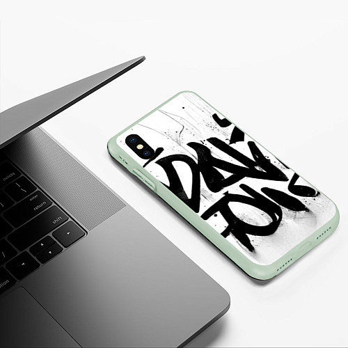 Чехол iPhone XS Max матовый Крупные граффити надписи / 3D-Салатовый – фото 3