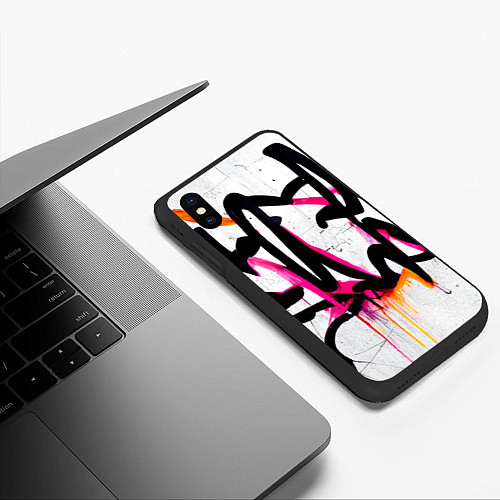 Чехол iPhone XS Max матовый Крупные граффити узоры / 3D-Черный – фото 3