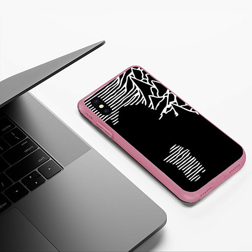 Чехол iPhone XS Max матовый Joy Division - неровность горы / 3D-Малиновый – фото 3