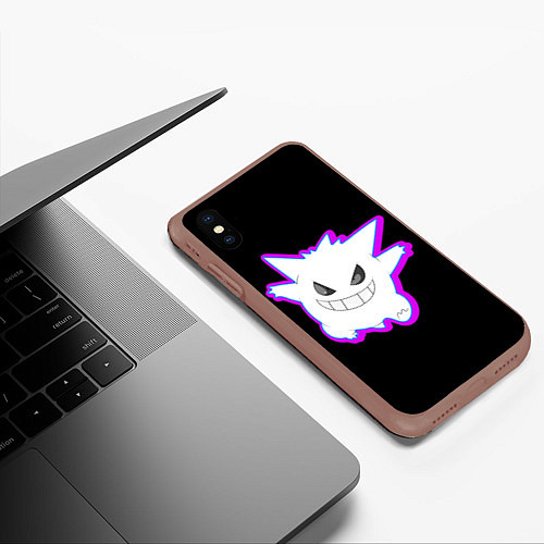 Чехол iPhone XS Max матовый Pokemon gengar / 3D-Коричневый – фото 3