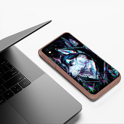 Чехол iPhone XS Max матовый Волк - глитч, цвет: 3D-коричневый — фото 2