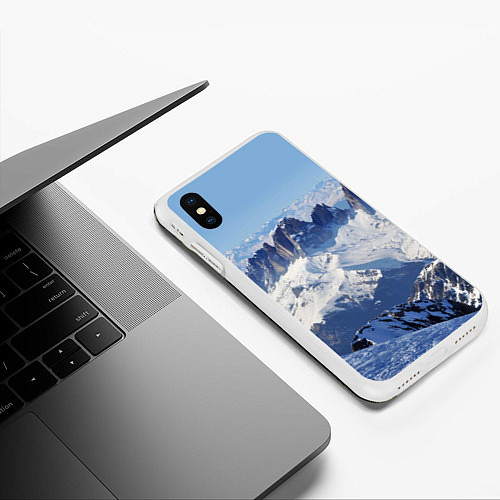 Чехол iPhone XS Max матовый Гряда снежных вершин / 3D-Белый – фото 3