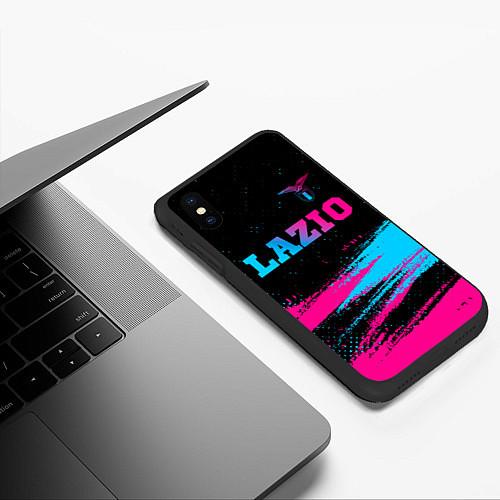 Чехол iPhone XS Max матовый Lazio - neon gradient: символ сверху / 3D-Черный – фото 3