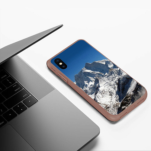 Чехол iPhone XS Max матовый Канченджанга, Гималаи, 8 586 м / 3D-Коричневый – фото 3