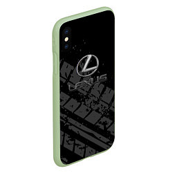 Чехол iPhone XS Max матовый Lexus - След шины, цвет: 3D-салатовый — фото 2