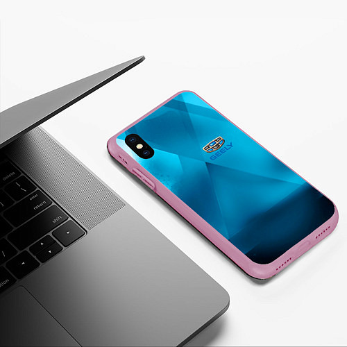 Чехол iPhone XS Max матовый Geely - абстракция / 3D-Розовый – фото 3