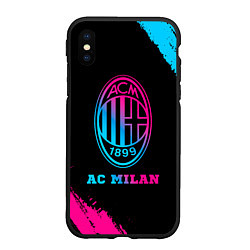 Чехол iPhone XS Max матовый AC Milan - neon gradient, цвет: 3D-черный