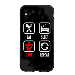 Чехол iPhone XS Max матовый Eat, sleep, FNAF, repeat, цвет: 3D-черный