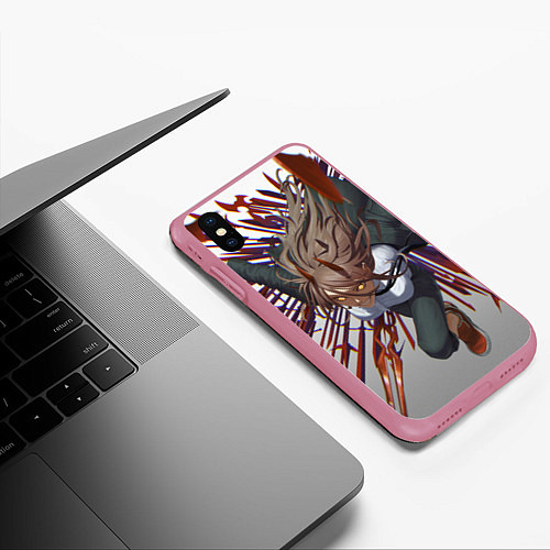 Чехол iPhone XS Max матовый Бегущая Макима / 3D-Малиновый – фото 3