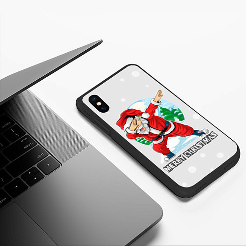 Чехол iPhone XS Max матовый Dab Santa Merry Christmas / 3D-Черный – фото 3