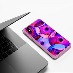 Чехол iPhone XS Max матовый Диски CD - паттерн, цвет: 3D-розовый — фото 2