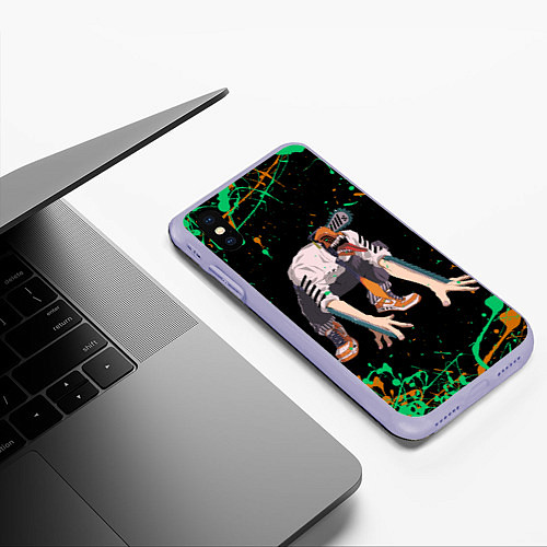 Чехол iPhone XS Max матовый Дэндзи на корточках / 3D-Светло-сиреневый – фото 3