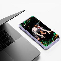 Чехол iPhone XS Max матовый Дэндзи на корточках, цвет: 3D-светло-сиреневый — фото 2