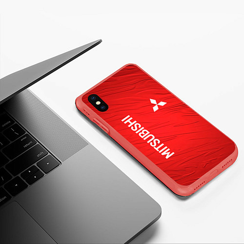 Чехол iPhone XS Max матовый Mitsubishi sport - абстракция / 3D-Красный – фото 3