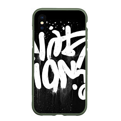 Чехол iPhone XS Max матовый Уличное искусство - Граффити, цвет: 3D-темно-зеленый