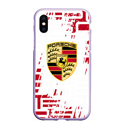 Чехол iPhone XS Max матовый Porsche - паттерн, цвет: 3D-светло-сиреневый